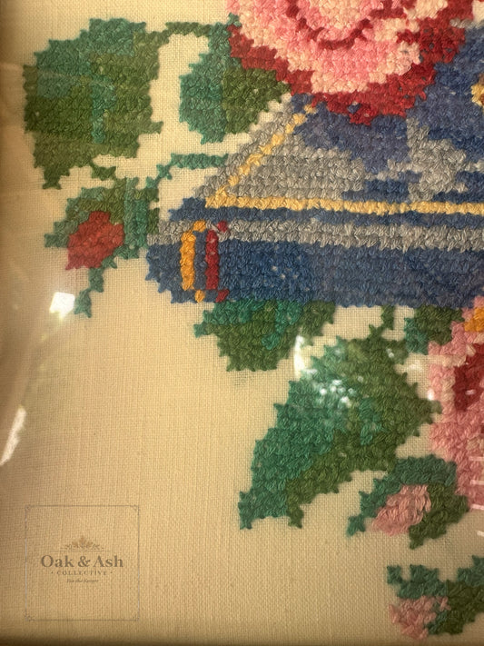 Faithful Hands | Antique Needlepoint with Chalice & Bible (c.1930s–40s)