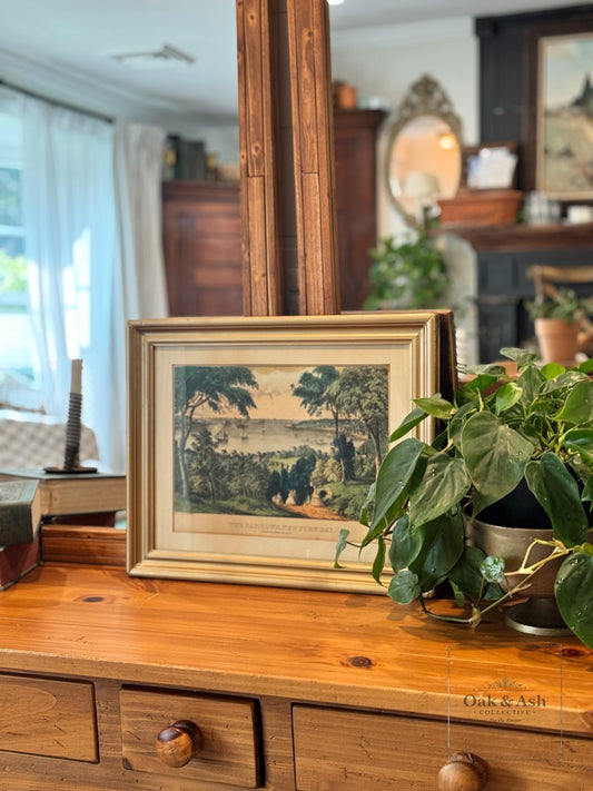 Antique Framed Lithograph – “The Narrows, New York Bay, from Staten Island” (c.1860s)