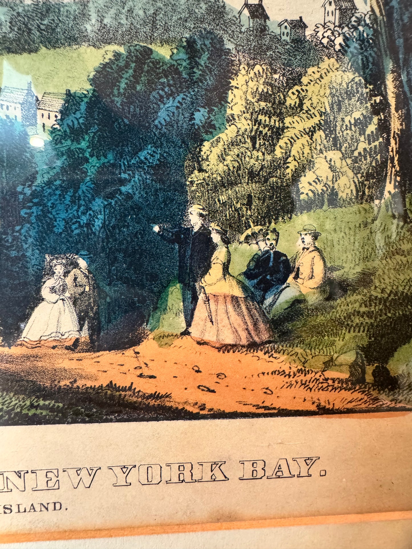 Antique Framed Lithograph – “The Narrows, New York Bay, from Staten Island” (c.1860s)