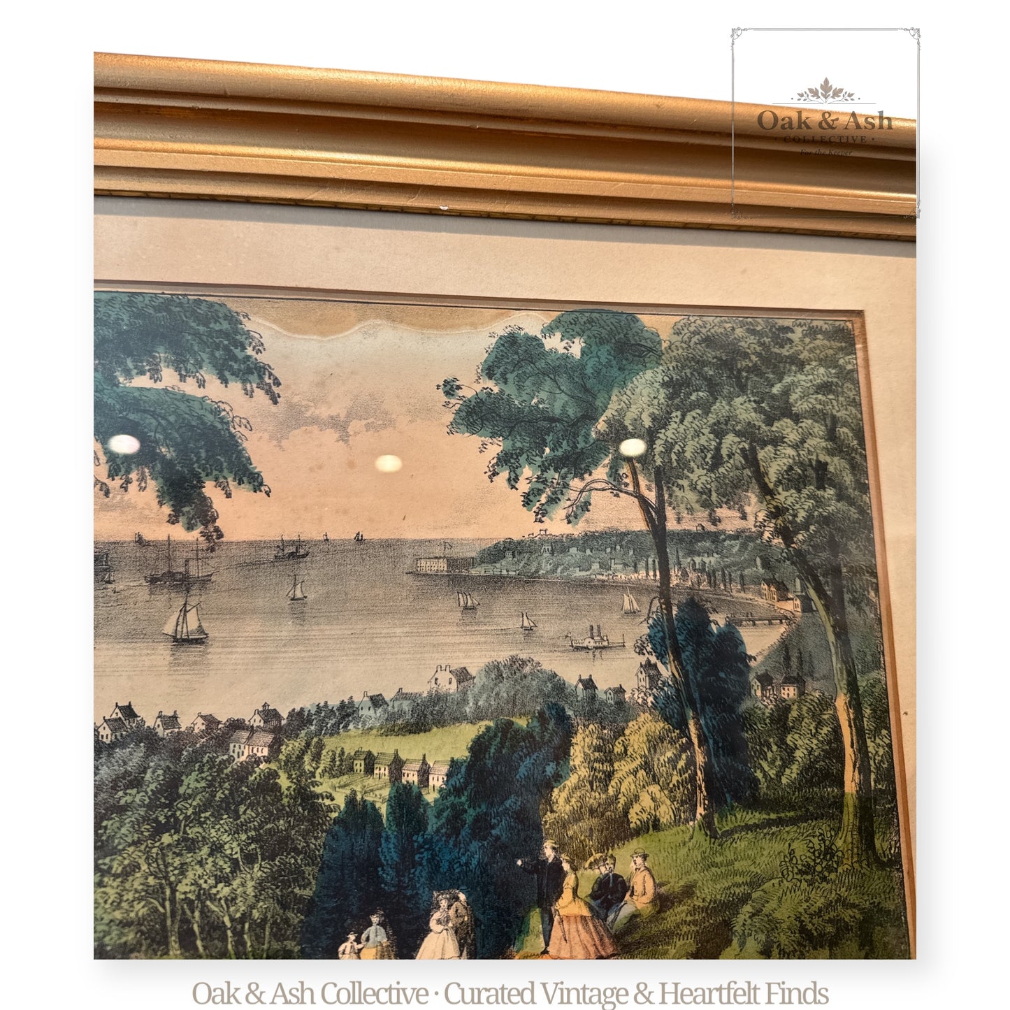 Antique Framed Lithograph – “The Narrows, New York Bay, from Staten Island” (c.1860s)