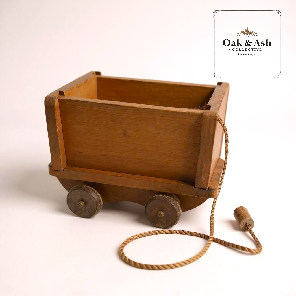 Vintage Handmade Wooden Pull Toy Cart