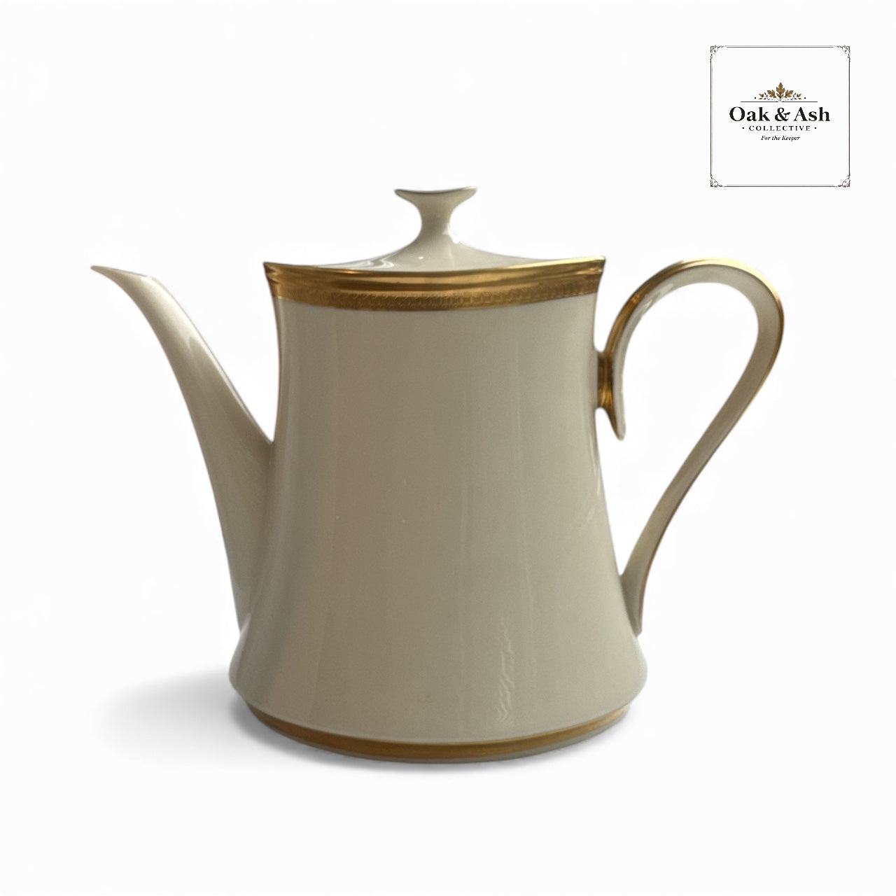 Lenox “Aristocrat” Coffee Pot | Fine Ivory Porcelain with 24K Gold Trim | Vintage Mid-Century Serveware | Made in USA