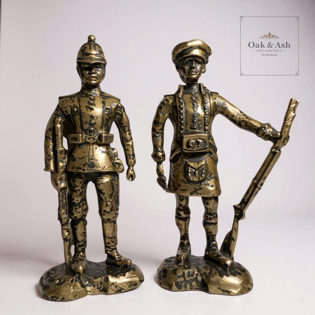 Pair of Vintage Brass Military Figurines | Signed + Numbered