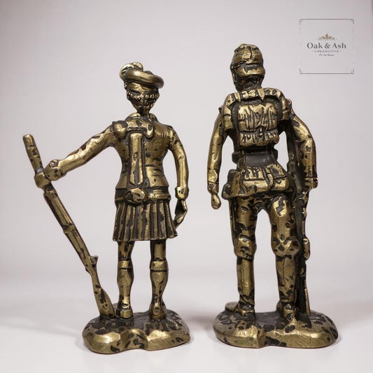 Pair of Vintage Brass Military Figurines | Signed + Numbered