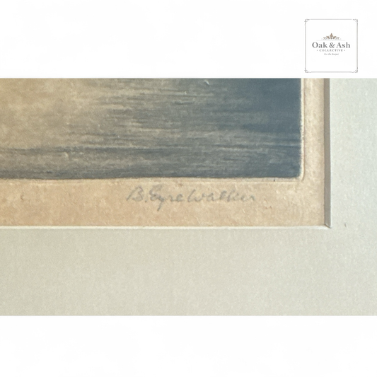 Antique 1923 Signed Landscape Etching by B. Eyre Walker | Professionally Framed | 21.5” W x 17” L