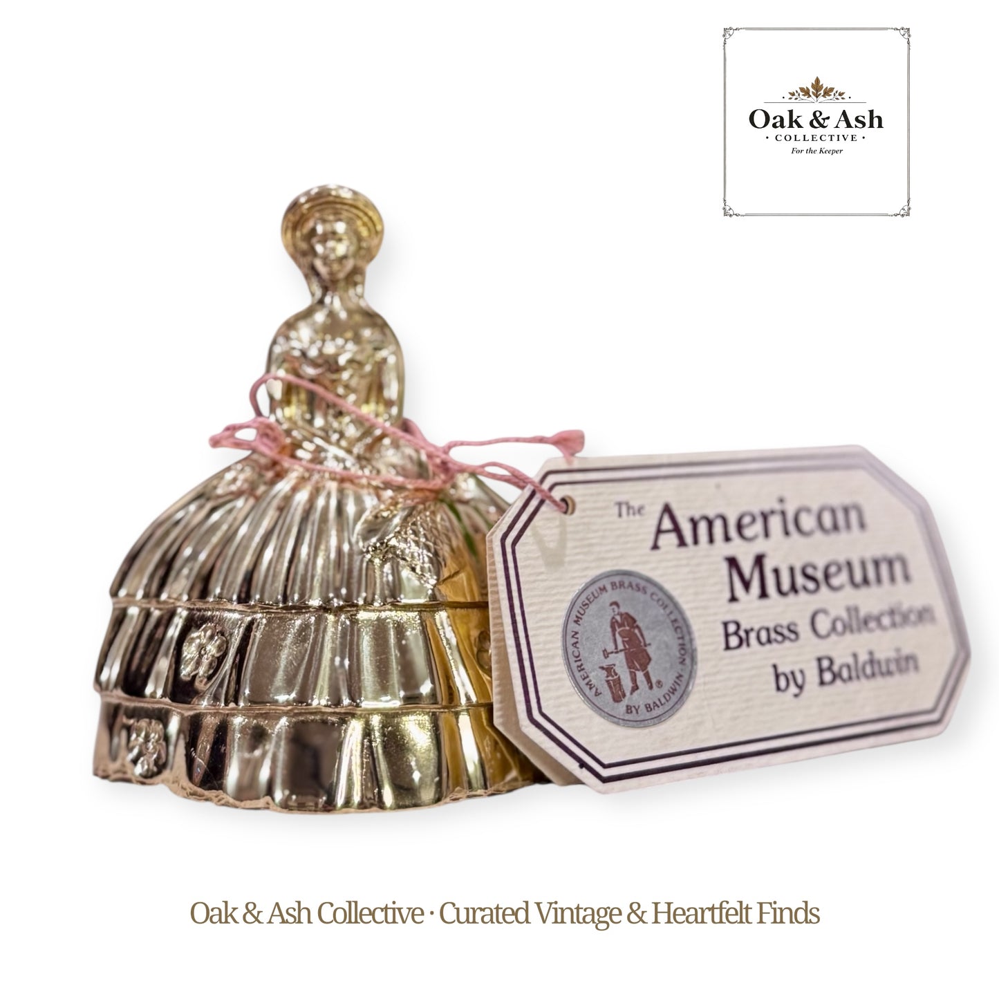 Vintage Baldwin “American Museum” Brass Lady Bell | With Original Tag | Solid Polished Brass
