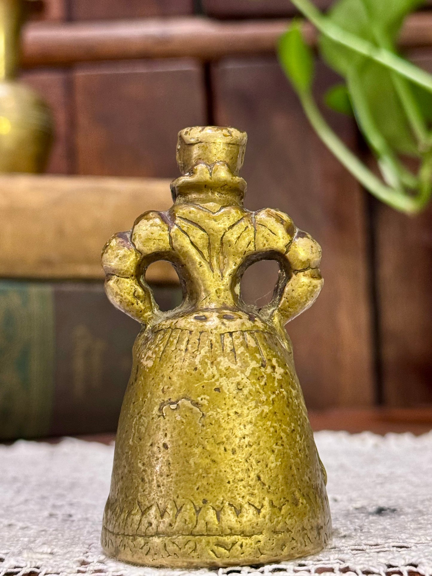 Vintage Brass Lady Bell with Boot Clapper | c.1900–1930 (Edwardian–Interwar)