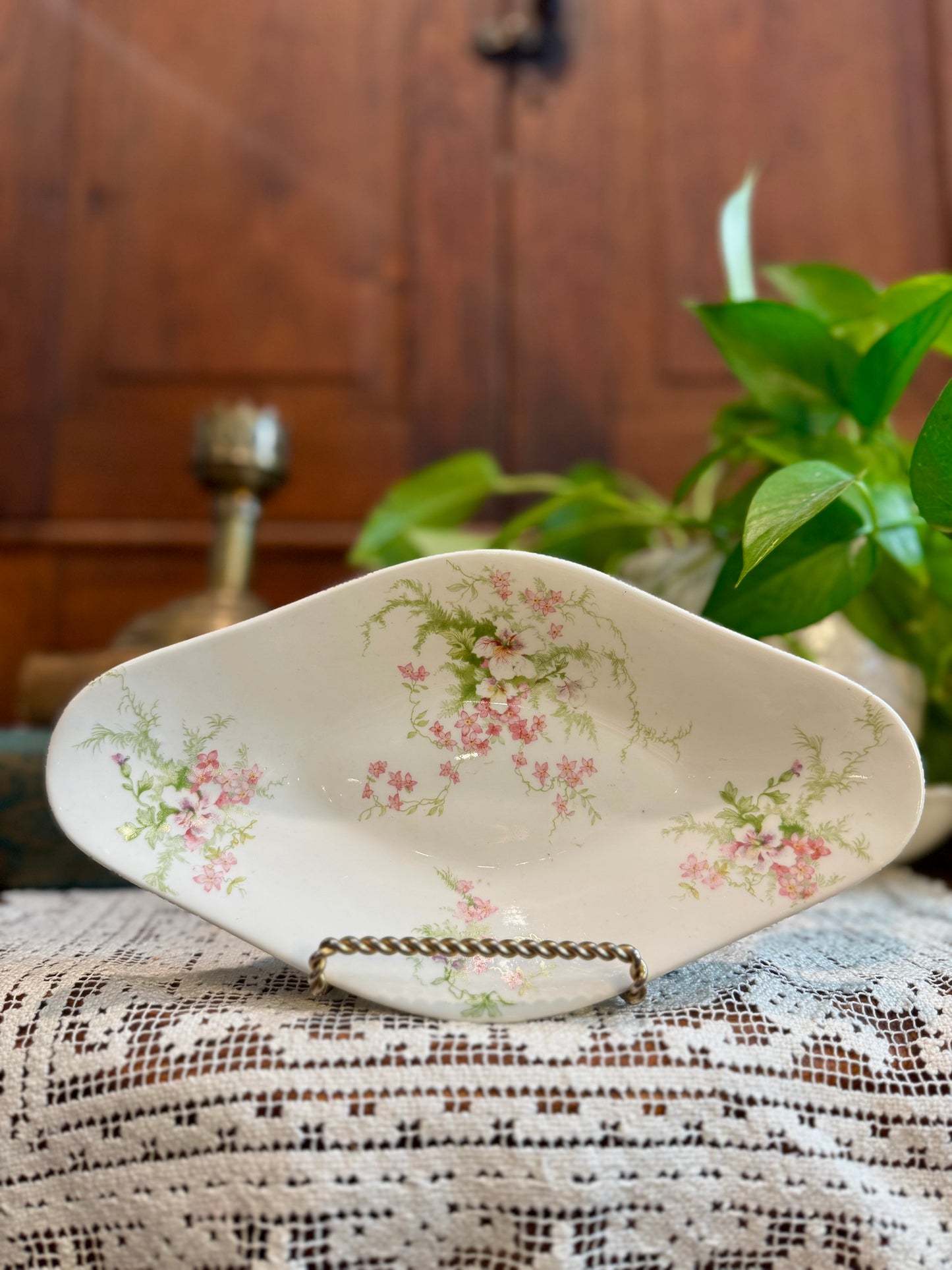 Antique Wm. Guérin & Co. Limoges France Celery Dish | Hand-Gilded Floral Porcelain