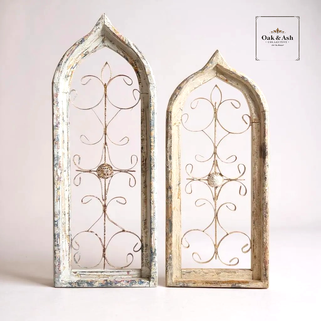 Vintage Gothic-Style Cathedral Window Panels | Set of 2