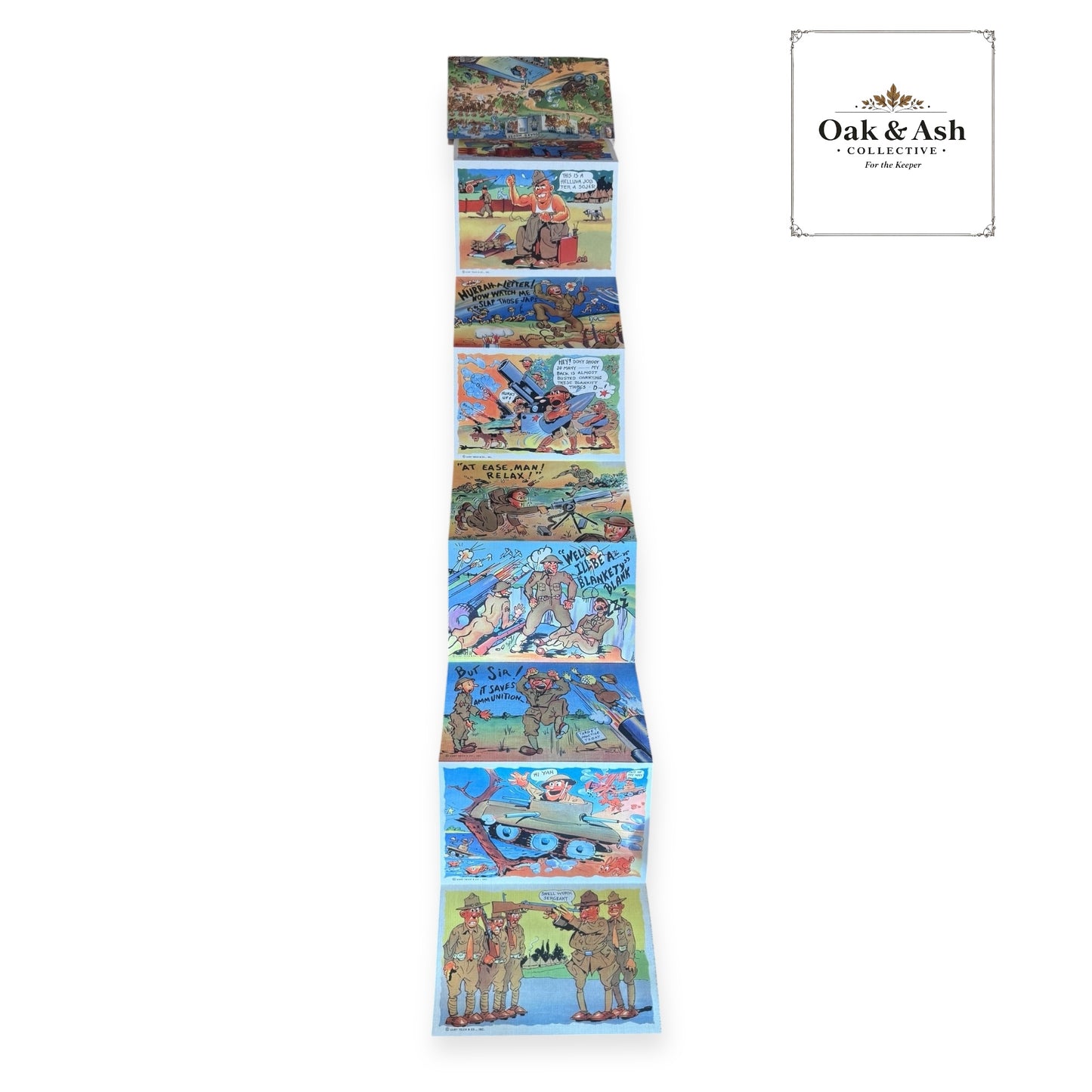 Army Laffs | WWII Curt Teich Linen Postcard Folder (1941)