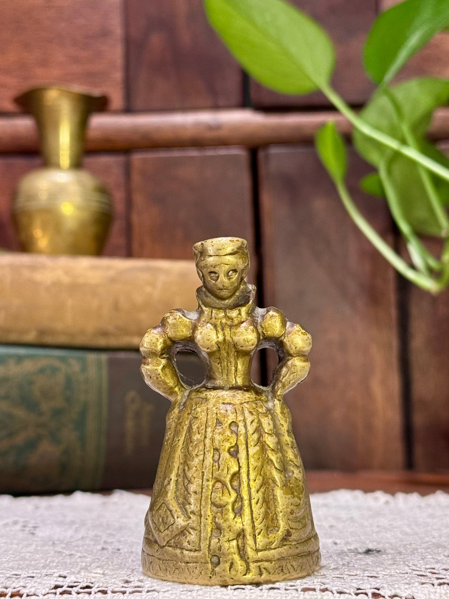 Vintage Brass Lady Bell with Boot Clapper | c.1900–1930 (Edwardian–Interwar)