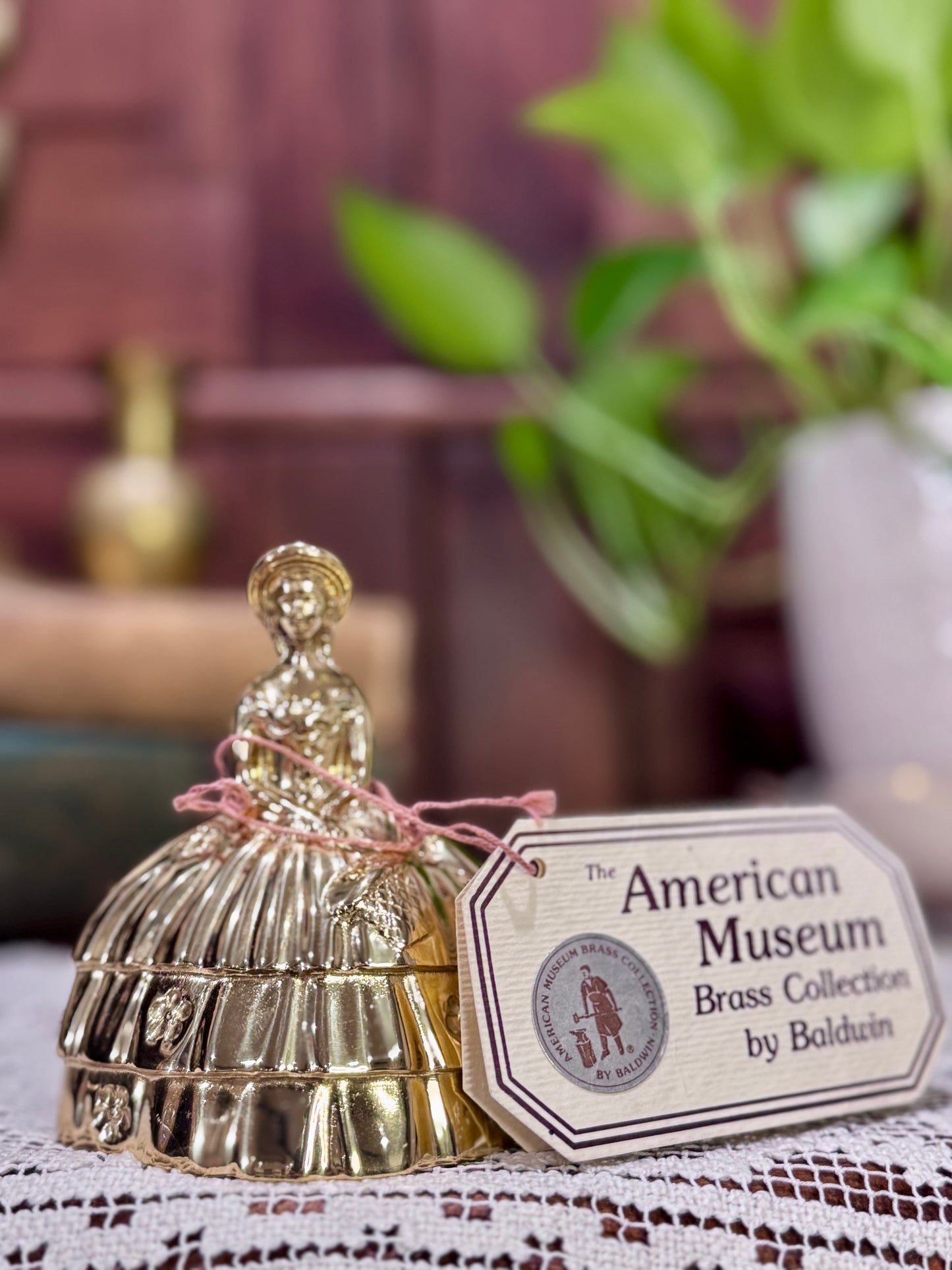 Vintage Baldwin “American Museum” Brass Lady Bell | With Original Tag | Solid Polished Brass