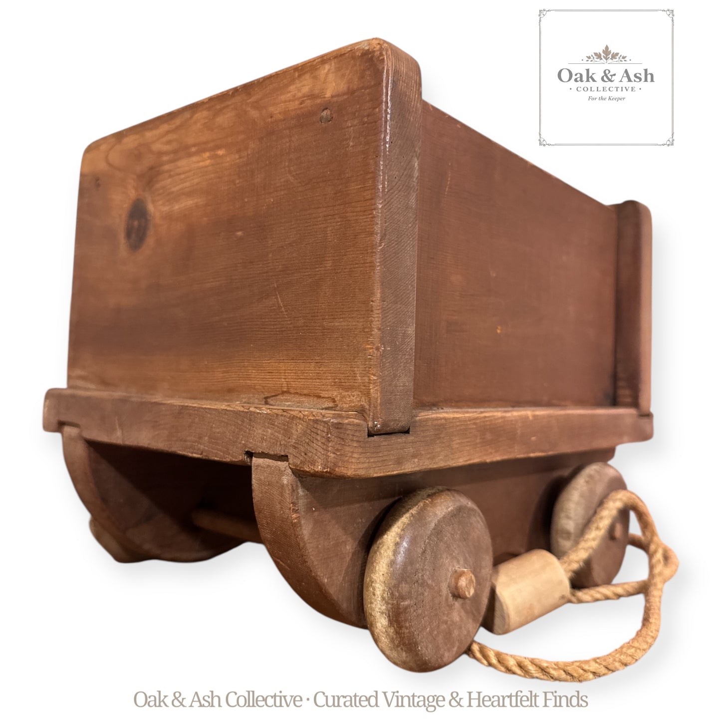 Vintage Handmade Wooden Pull Toy Cart