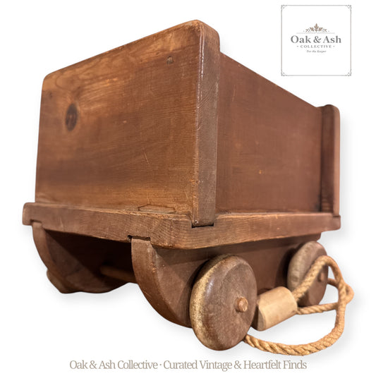 Vintage Handmade Wooden Pull Toy Cart