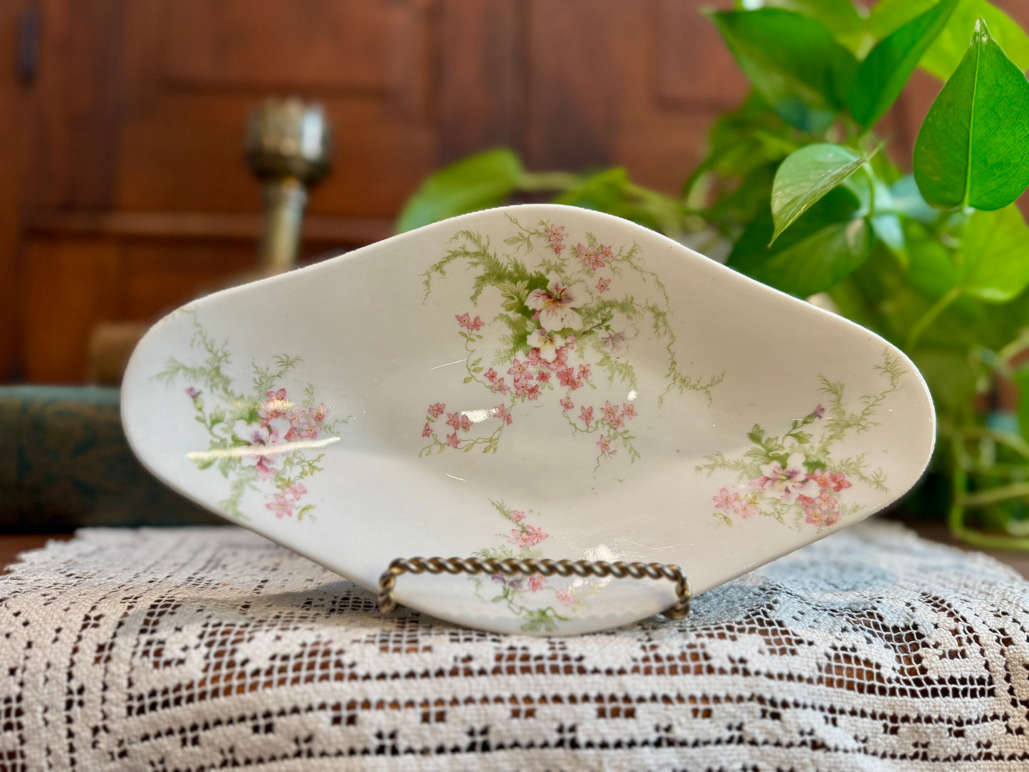 Antique Wm. Guérin & Co. Limoges France Celery Dish | Hand-Gilded Floral Porcelain