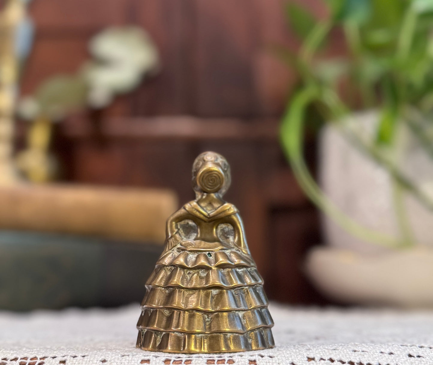 Elegant Brass Lady Bell | c.1900–1930 Edwardian–Interwar Era