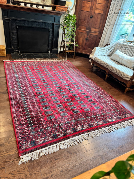 Vintage Hand-Knotted Bokhara Rug | 6’2” x 8’11”