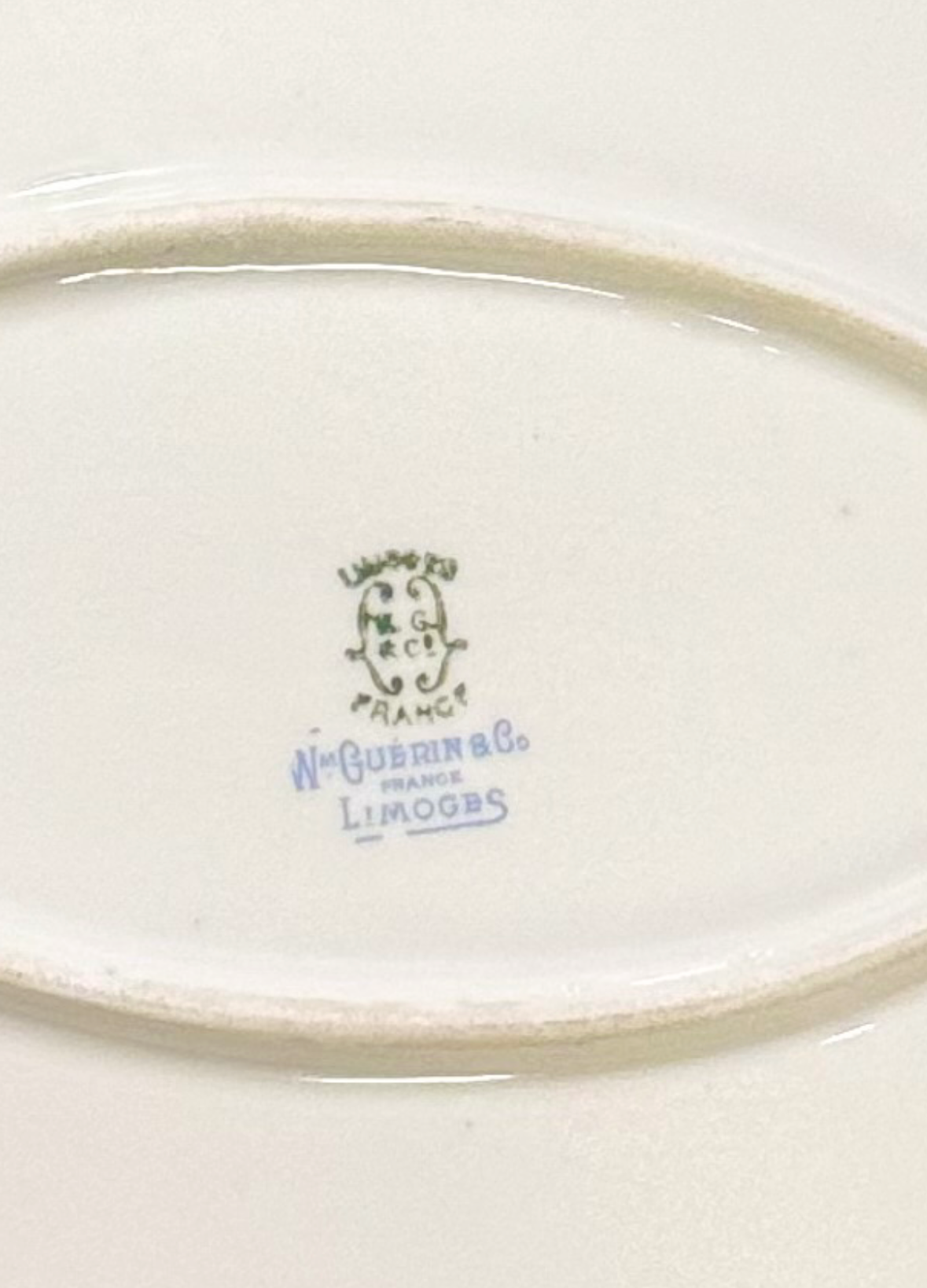 Antique Wm. Guérin & Co. Limoges France Floral Porcelain Platter | Gilt Handle Serveware