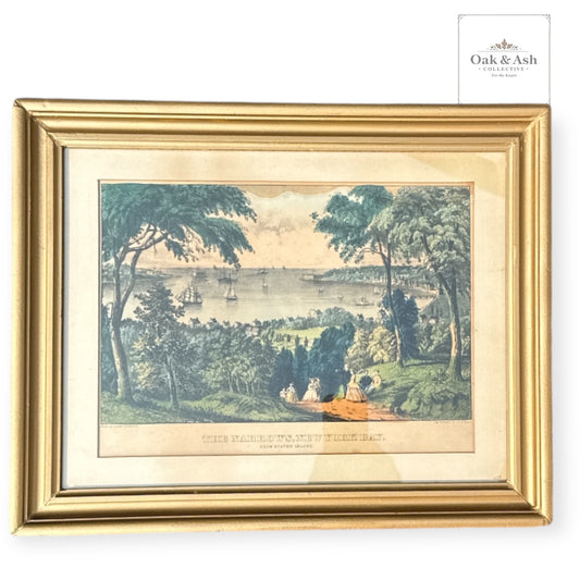 Antique Framed Lithograph – “The Narrows, New York Bay, from Staten Island” (c.1860s)