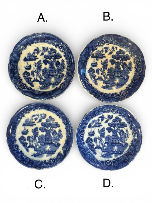 Antique English Blue Willow Butter Pat — Allerton England, c. 1900