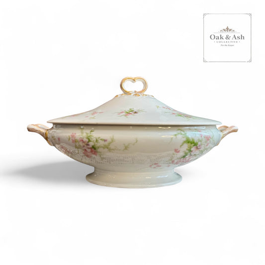 Antique Wm. Guérin & Co. Limoges France Covered Tureen | Hand-Gilded Floral Porcelain