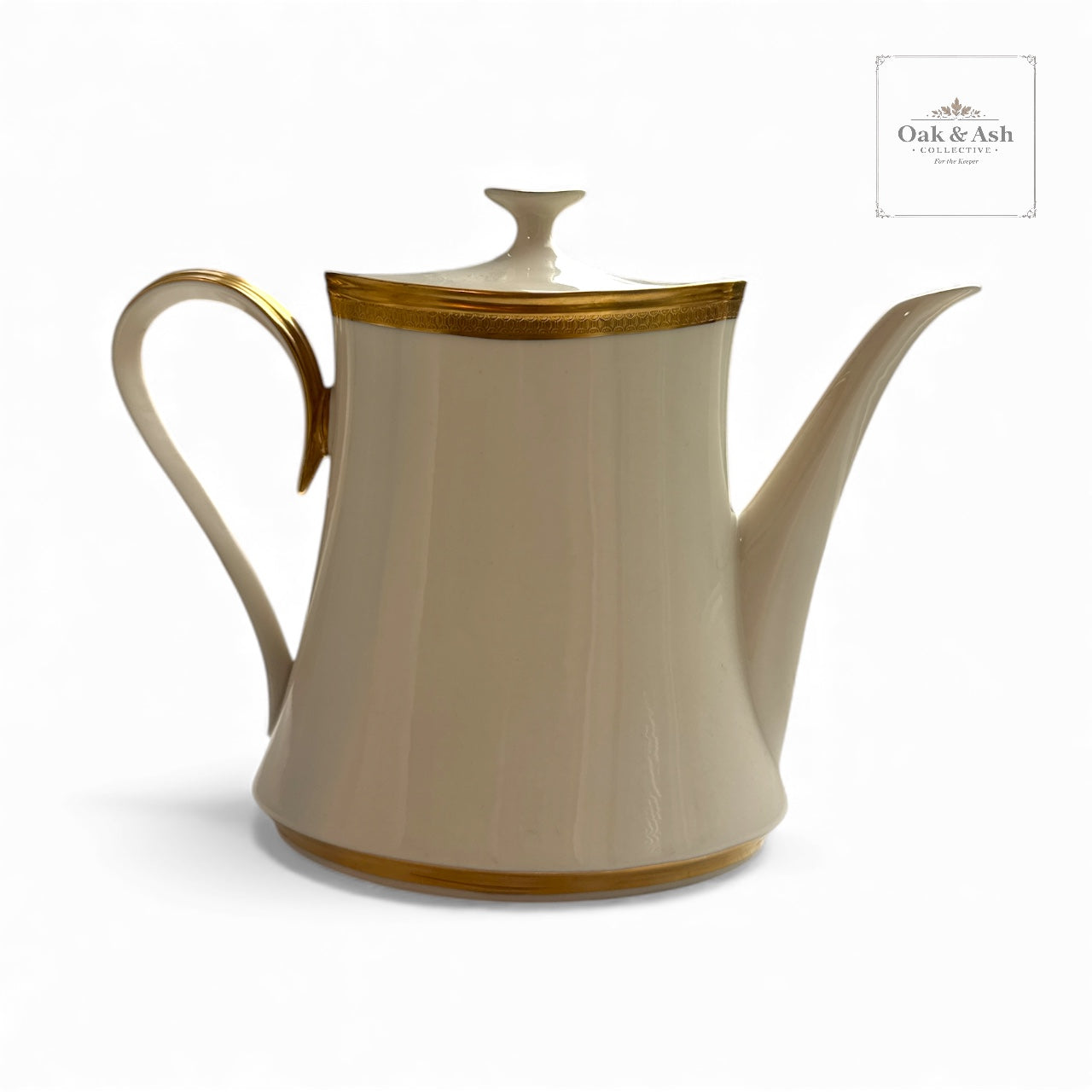 Lenox “Aristocrat” Coffee Pot | Fine Ivory Porcelain with 24K Gold Trim | Vintage Mid-Century Serveware | Made in USA