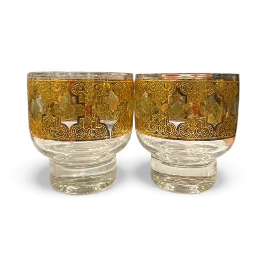 Vintage Culver 22k Gold Double Old Fashioned Glasses — Set of 6
