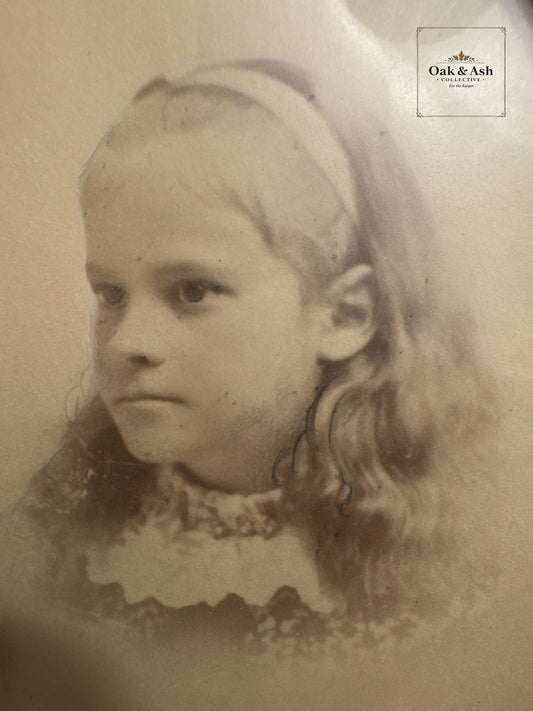 Late Victorian Crayon Portrait of a Child, c. 1890s | Antique Boston Studio Photograph with Original Backing