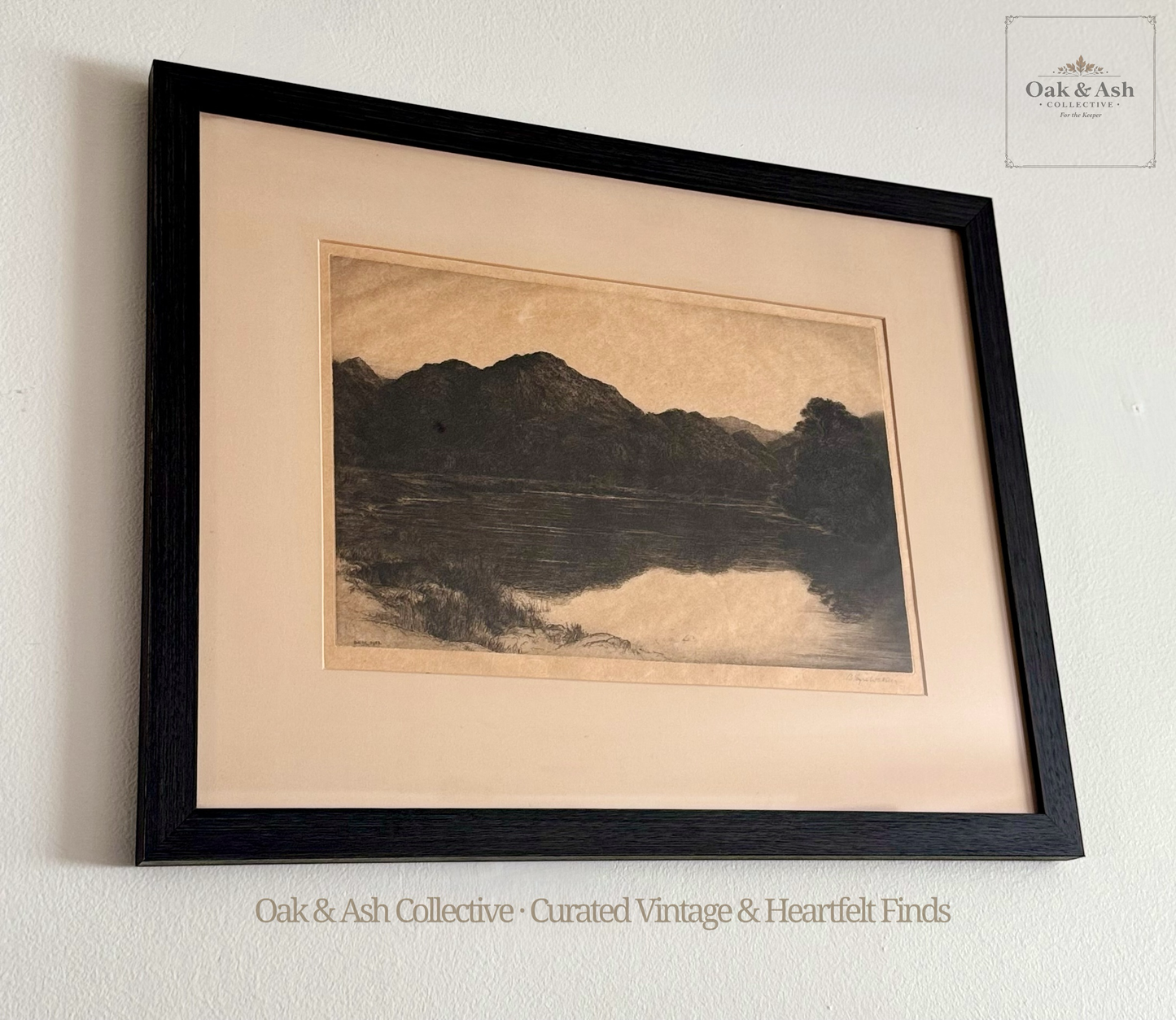 Antique 1923 Signed Landscape Etching by B. Eyre Walker | Professionally Framed | 21.5” W x 17” L