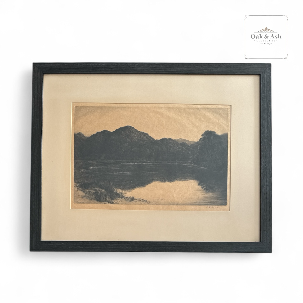 Antique 1923 Signed Landscape Etching by B. Eyre Walker | Professionally Framed | 21.5” W x 17” L